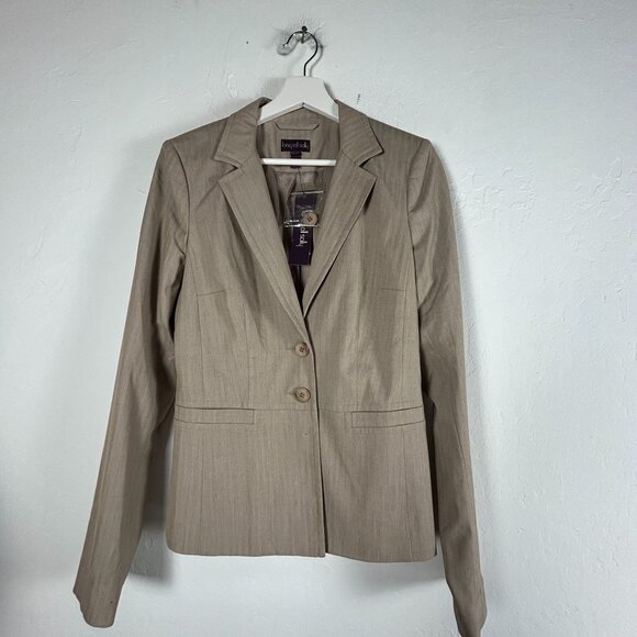 Long Tall Sally Womens Tan Herringbone Blazer Suit Jacket Size 6 Lined New $169 - Picture 1 of 7